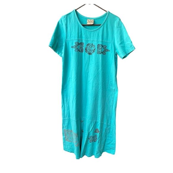 Vintage art to wear Blue Cactus size m 100% cotton maxi dress. - Picture 1 of 6